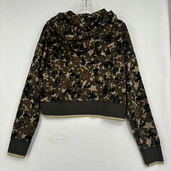 Converse Crop Sweatshirt Womens Size M Hoodie Olive Star Camouflage Hooded - Picture 6 of 10